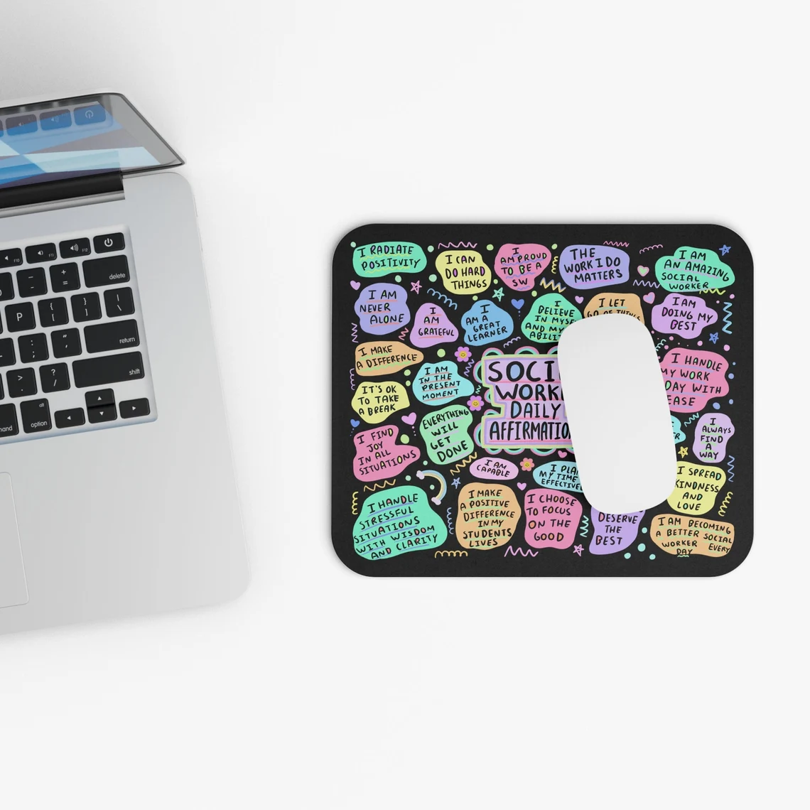 Social Worker Daily Affirmations Mousepad: LCSW Gift Social Worker Daily Affirmations Mousepad: LCSW Gift