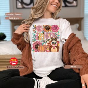 Thankful Turkey Flower T-Shirt