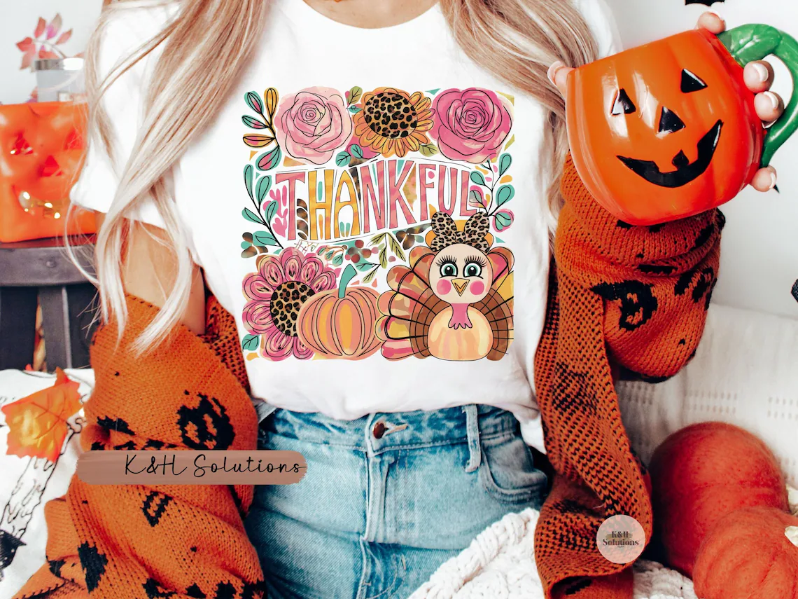 thankful turkey flower t shirt: cozy thanksgiving unisex tee thankful turkey flower t shirt: cozy thanksgiving unisex tee