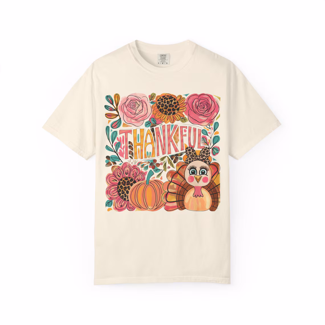 thankful turkey flower t shirt: cozy thanksgiving unisex tee thankful turkey flower t shirt: cozy thanksgiving unisex tee