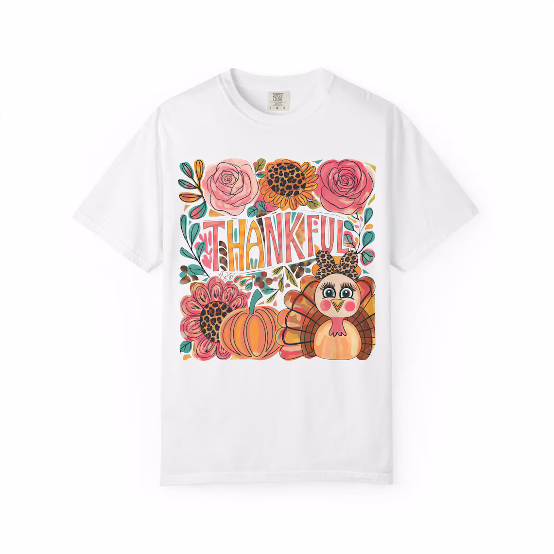 thankful turkey flower t shirt: cozy thanksgiving unisex tee thankful turkey flower t shirt: cozy thanksgiving unisex tee