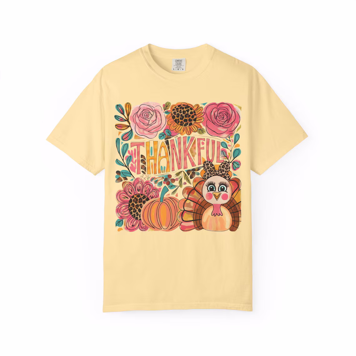 thankful turkey flower t shirt: cozy thanksgiving unisex tee thankful turkey flower t shirt: cozy thanksgiving unisex tee