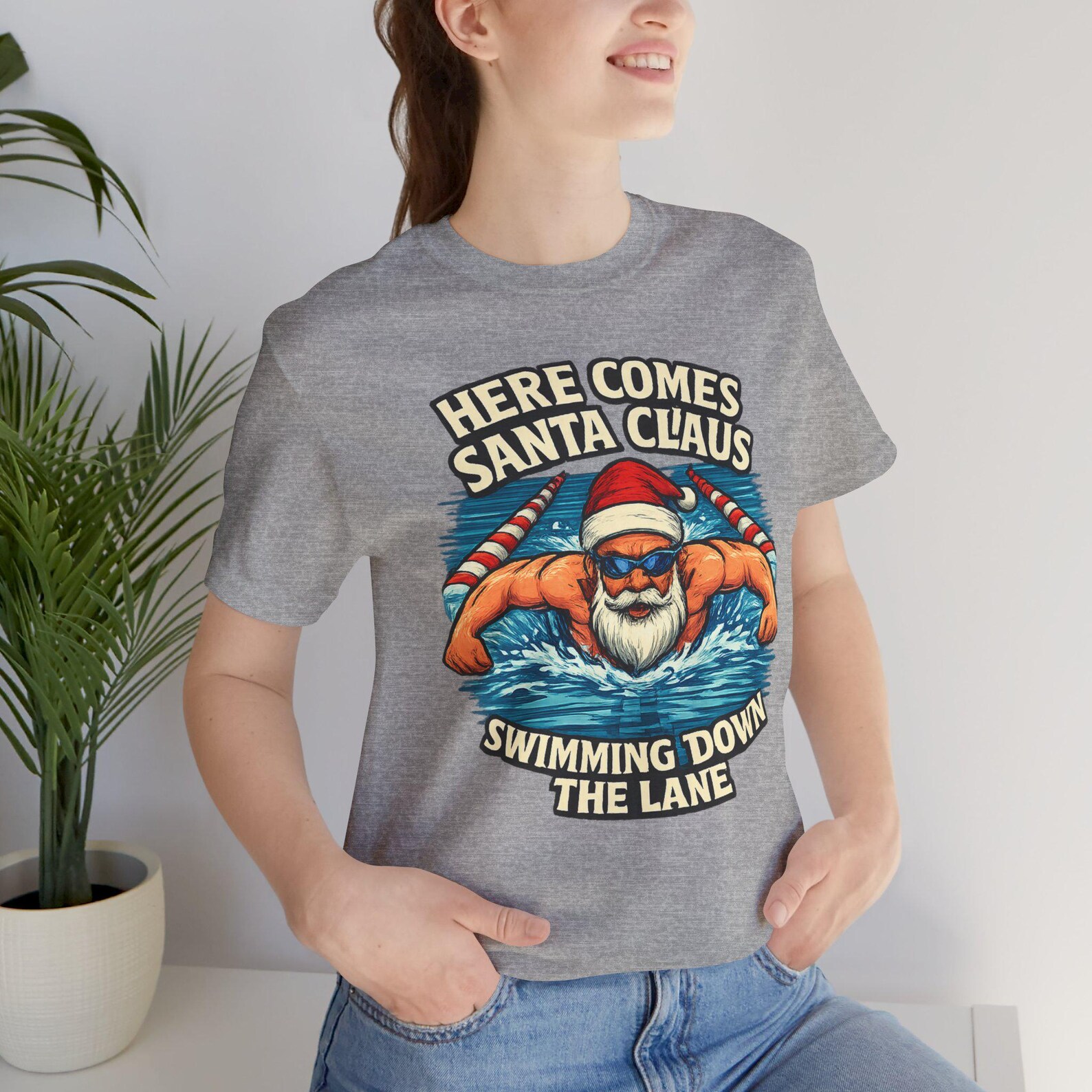 white santa swimming white santa swimming