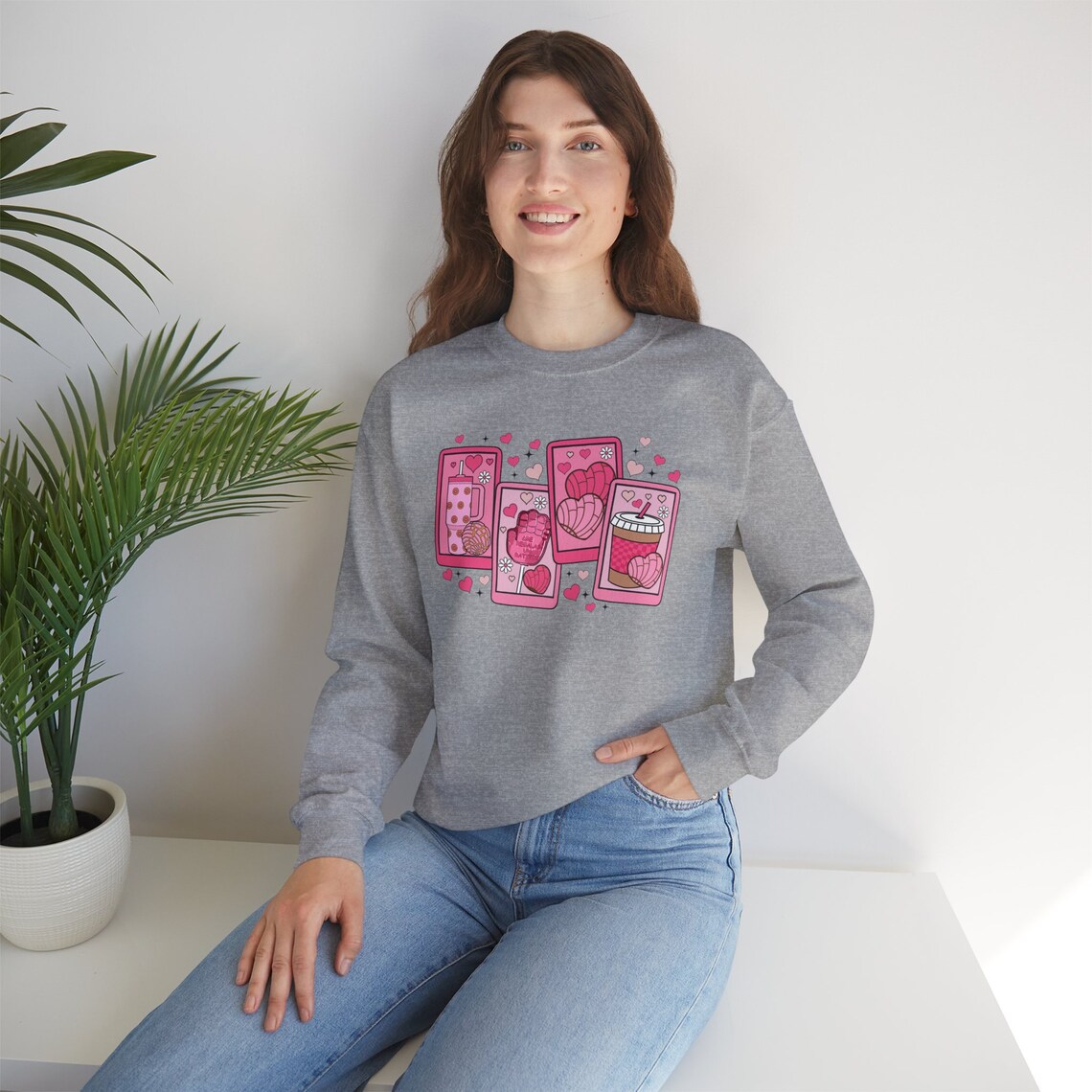 concha candy hearts sweatshirt: mexican valentine’s crewneck concha candy hearts sweatshirt: mexican valentine’s crewneck