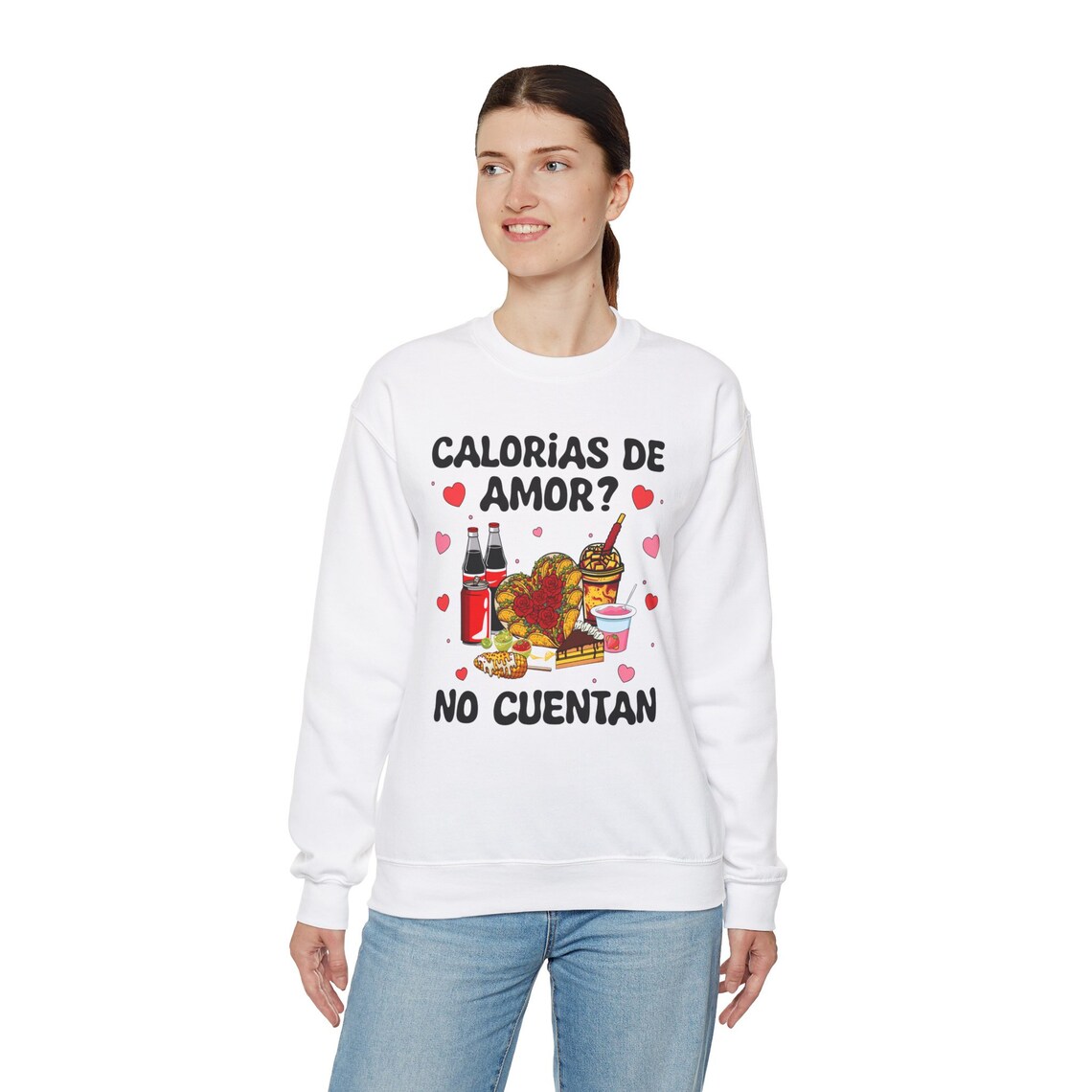 calorias de amor no cuentan, valentine’s sweatshirt calorias de amor no cuentan, valentine’s sweatshirt