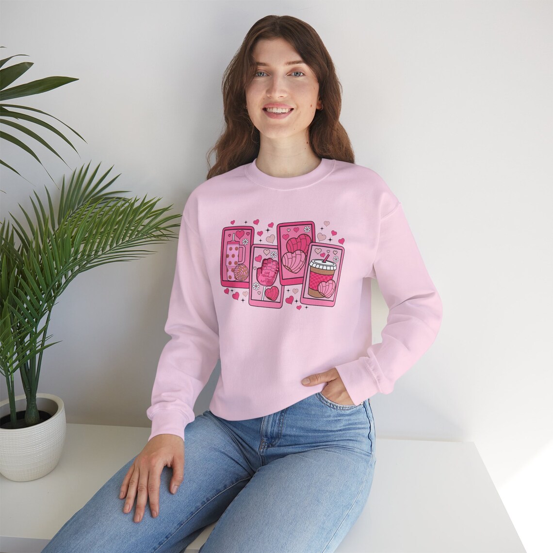 concha candy hearts sweatshirt: mexican valentine’s crewneck concha candy hearts sweatshirt: mexican valentine’s crewneck