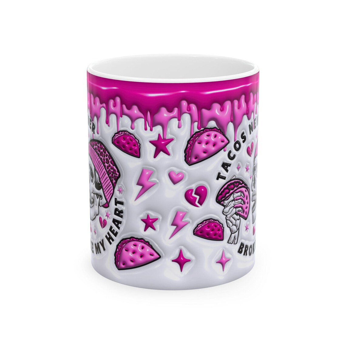 funny valentine skeleton mug: tacos never broke my heart funny valentine skeleton mug: tacos never broke my heart
