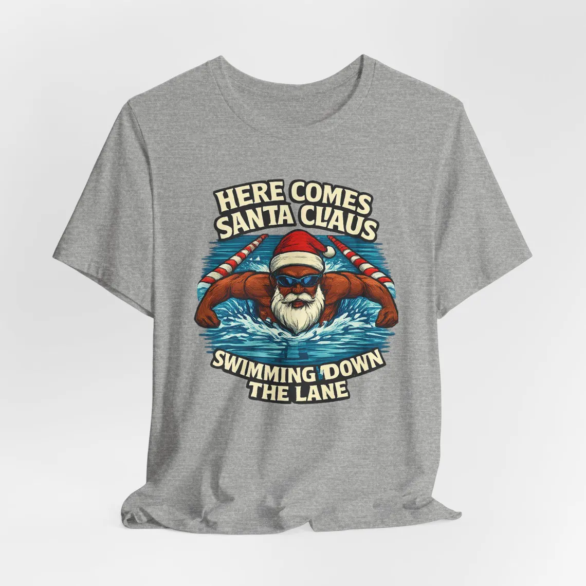 here comes santa claus swimming down the lane – black santa here comes santa claus swimming down the lane – black santa
