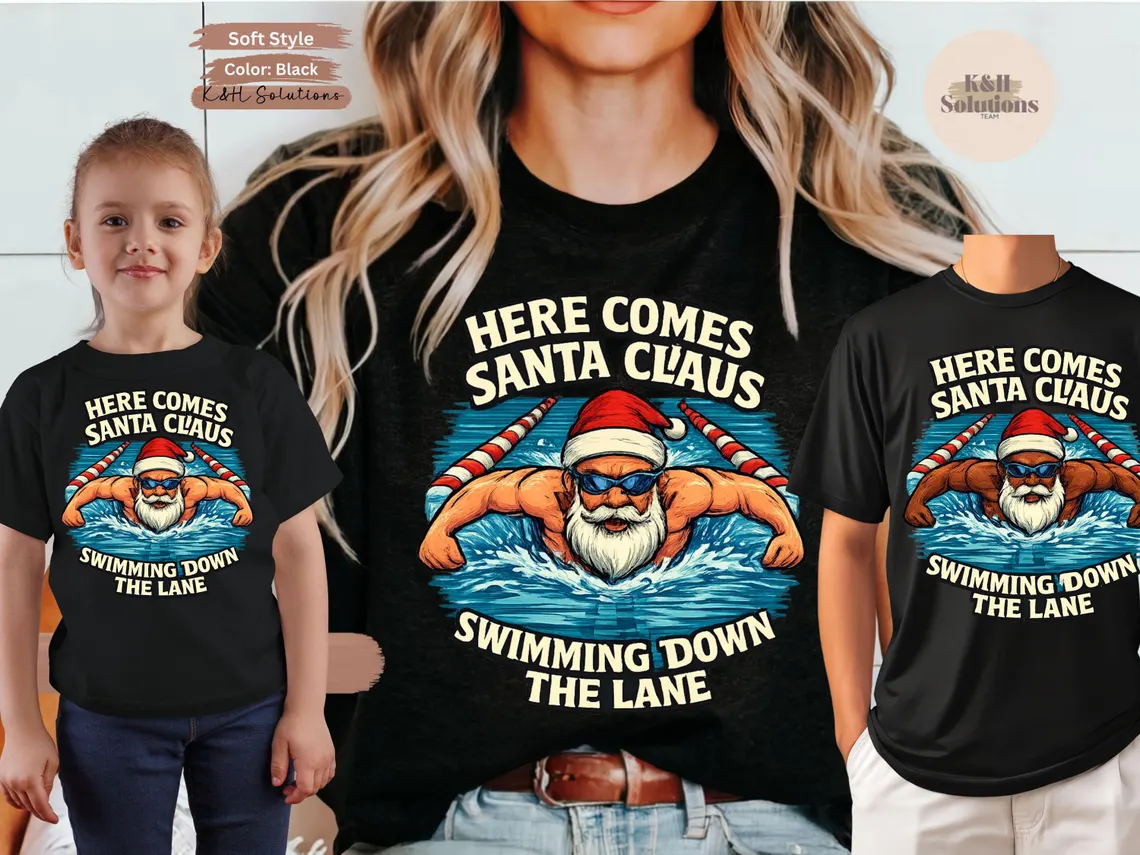 Here Comes Santa Claus Swimming Down the Lane White Santa Here Comes Santa Claus Swimming Down the Lane White Santa