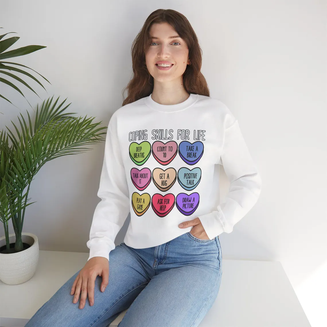 coping skills conversation hearts – black (model close up) coping skills conversation hearts – black (model close up)