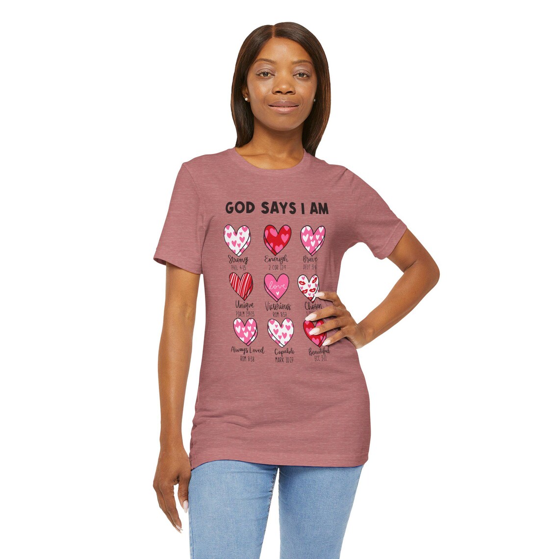 god says i am heart grid tee | christian faith shirt god says i am heart grid tee | christian faith shirt