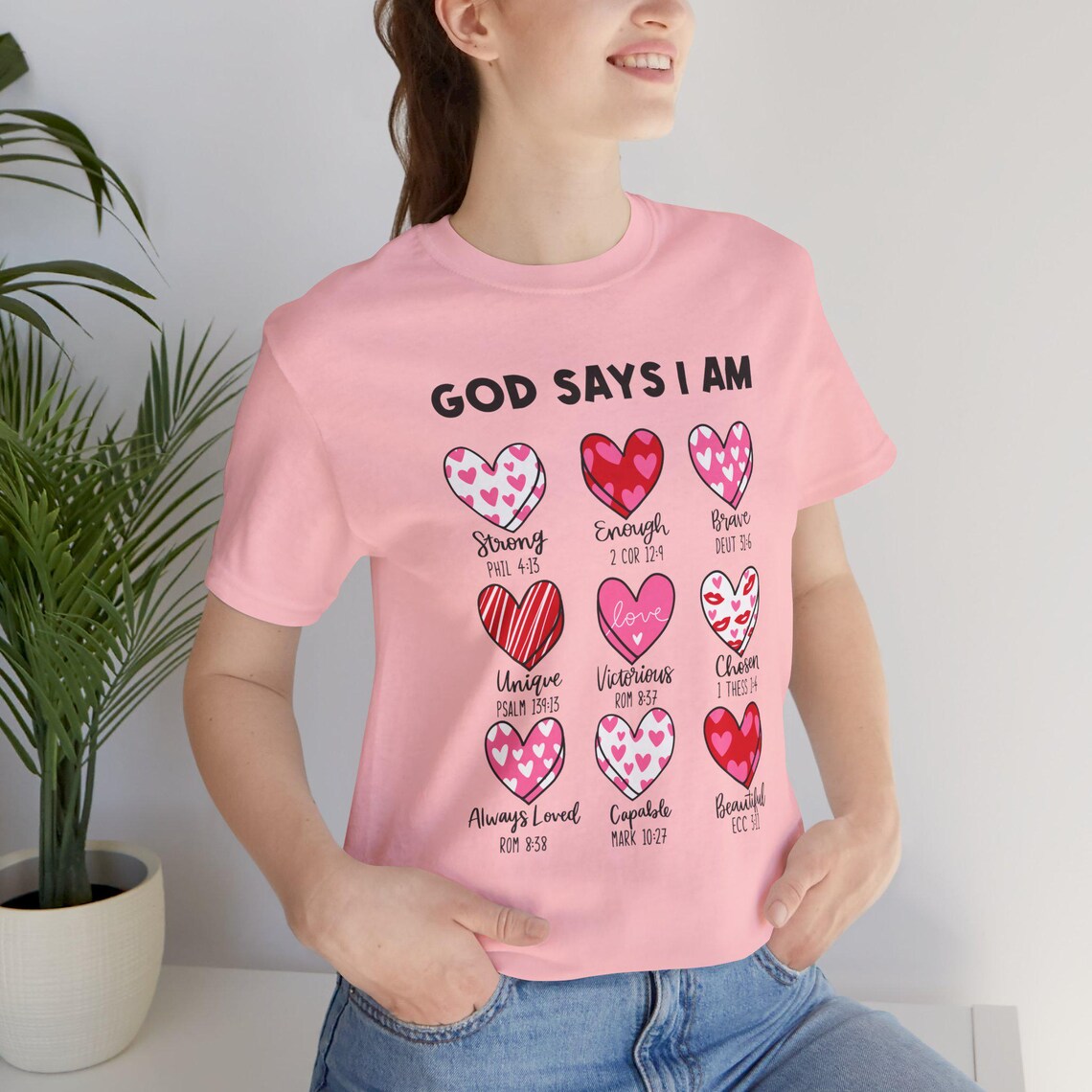 god says i am heart grid tee | christian faith shirt god says i am heart grid tee | christian faith shirt