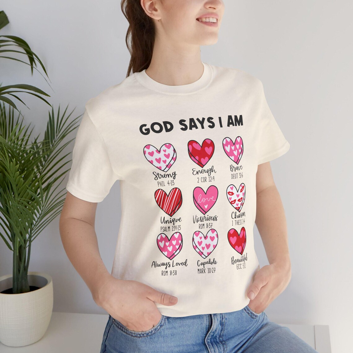 god says i am heart grid tee | christian faith shirt god says i am heart grid tee | christian faith shirt