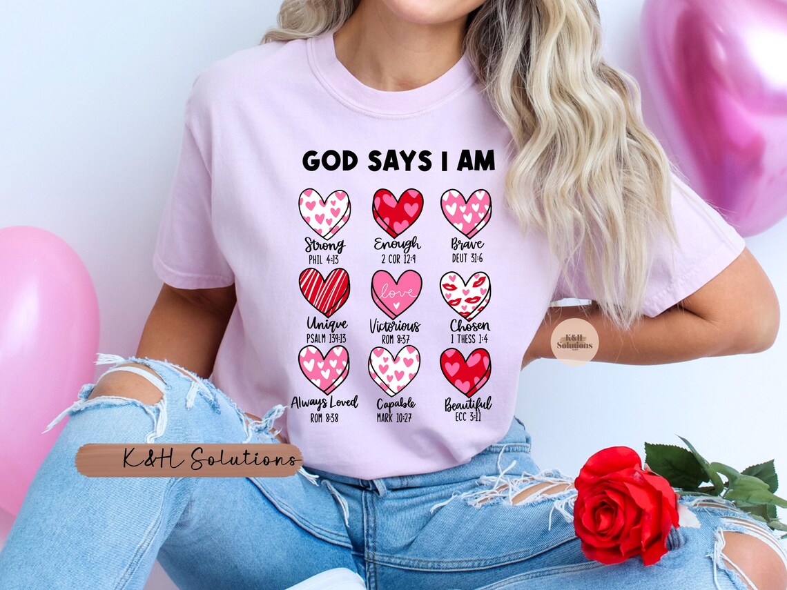 god says i am heart grid tee | christian faith shirt god says i am heart grid tee | christian faith shirt