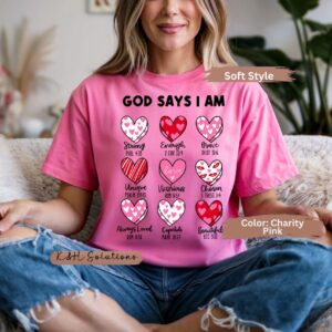 God Says I Am Heart Grid Tee