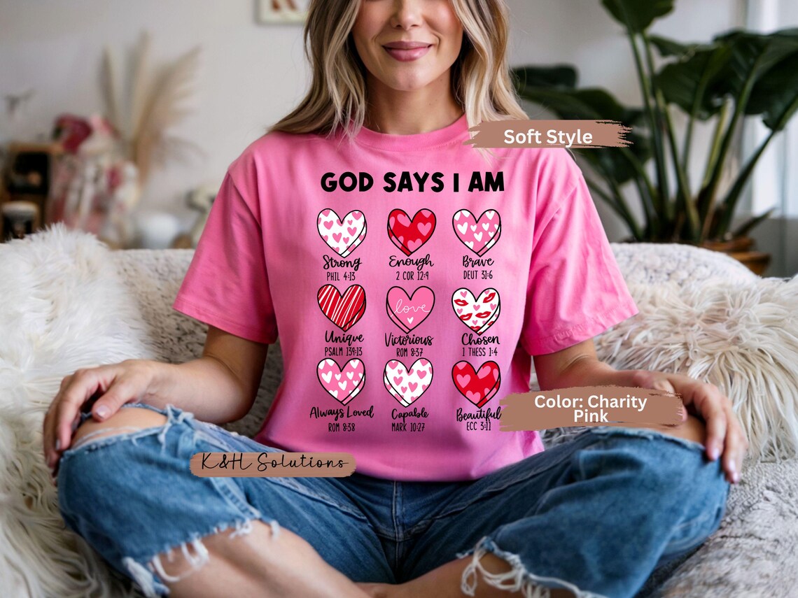 God Says I Am Heart Grid Tee God Says I Am Heart Grid Tee