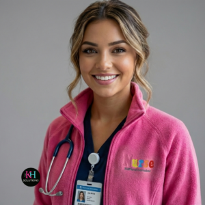 embroidered nurse jacket | zip up fleece for nurses & school nurses | cozy work jacket | medical professional apparel | nurse gift