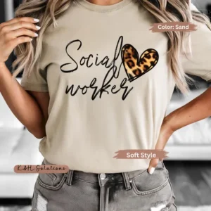 Social Worker Leopard Heart Shirt