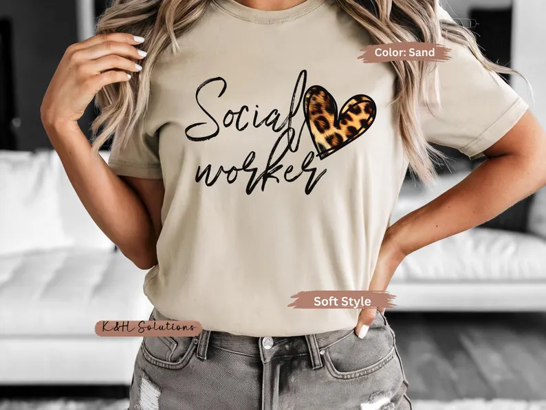 Social Worker Leopard Heart Shirt Social Worker Leopard Heart Shirt