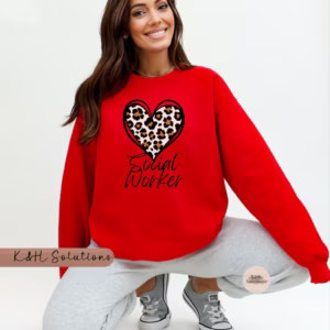 Social Worker Cheetah Heart Sweatshirt