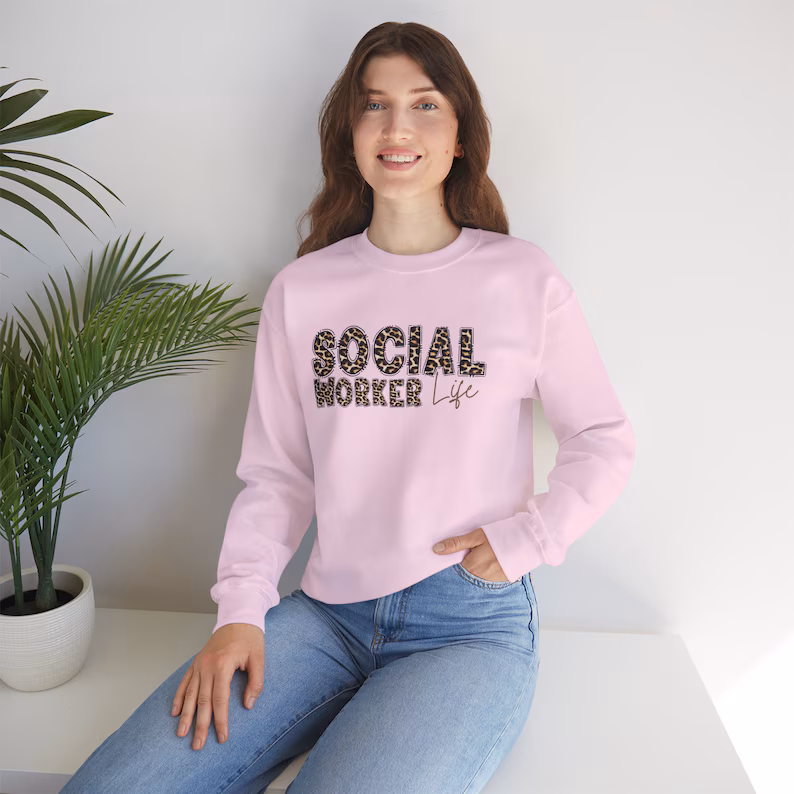 social worker life leopard print sweatshirt: counselor gift social worker life leopard print sweatshirt: counselor gift