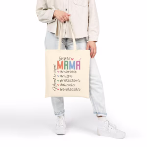 Super Mamá Cotton Canvas Tote Bag con nombre