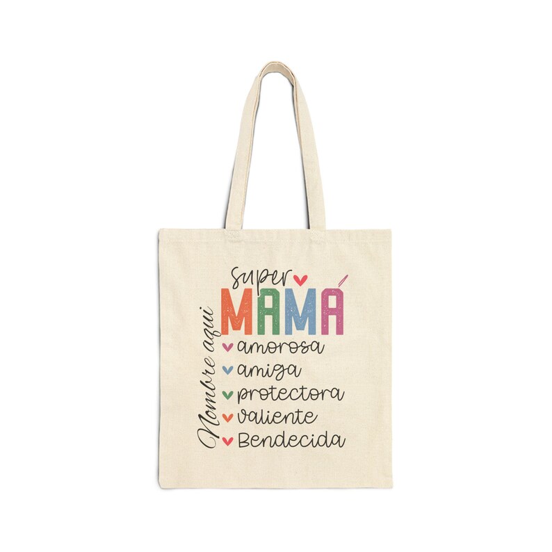 super mamá cotton canvas tote bag con nombre, customized spanish mother gift, perfect gift for mother's day, everyday use, mommy gift super mamá cotton canvas tote bag con nombre, customized spanish mother gift, perfect gift for mother's day, everyday use, mommy gift