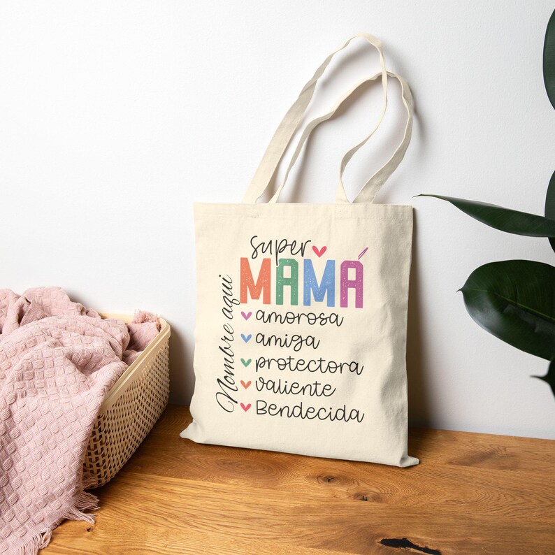 super mamá cotton canvas tote bag con nombre, customized spanish mother gift, perfect gift for mother's day, everyday use, mommy gift super mamá cotton canvas tote bag con nombre, customized spanish mother gift, perfect gift for mother's day, everyday use, mommy gift