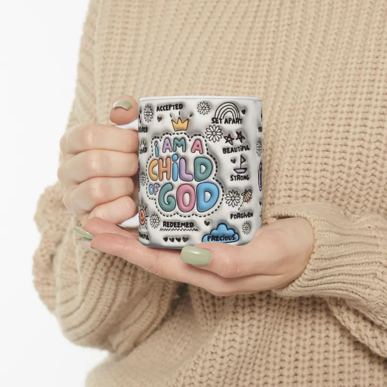 i am a child of god mug: christian ceramic coffee mug (11oz) i am a child of god mug: christian ceramic coffee mug (11oz)