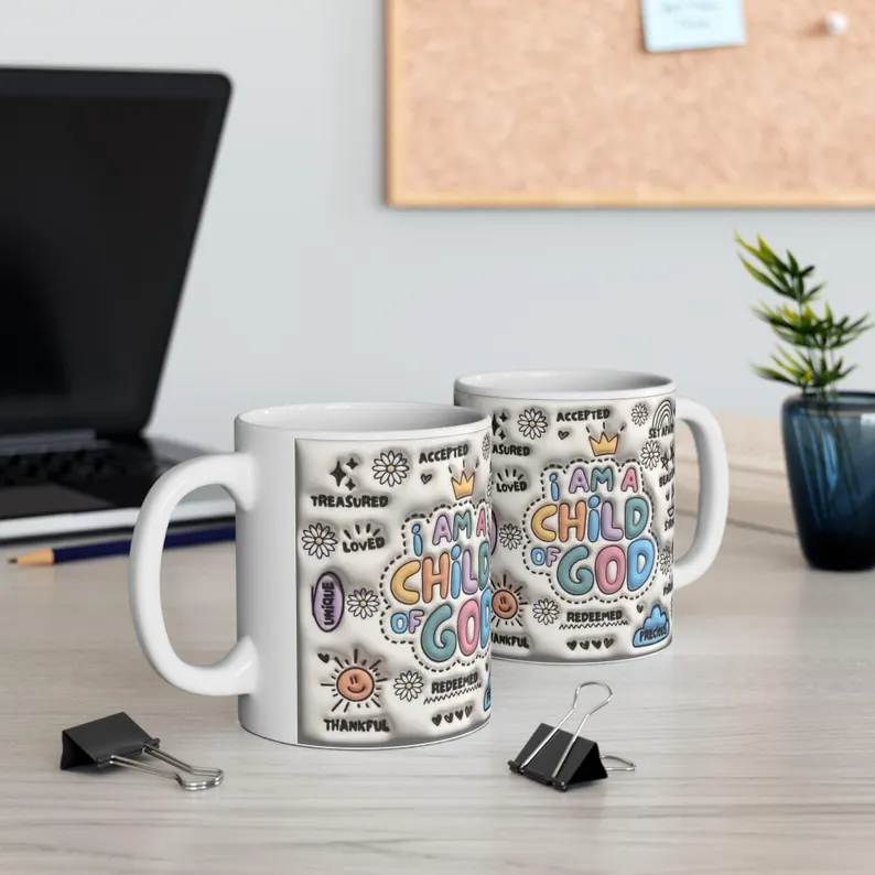i am a child of god mug: christian ceramic coffee mug (11oz) i am a child of god mug: christian ceramic coffee mug (11oz)