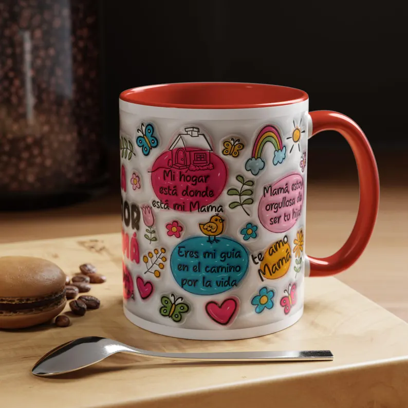 bilingual mom mug: colorful flower design, la mejor mama bilingual mom mug: colorful flower design, la mejor mama