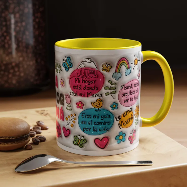 bilingual mom mug: colorful flower design, la mejor mama bilingual mom mug: colorful flower design, la mejor mama