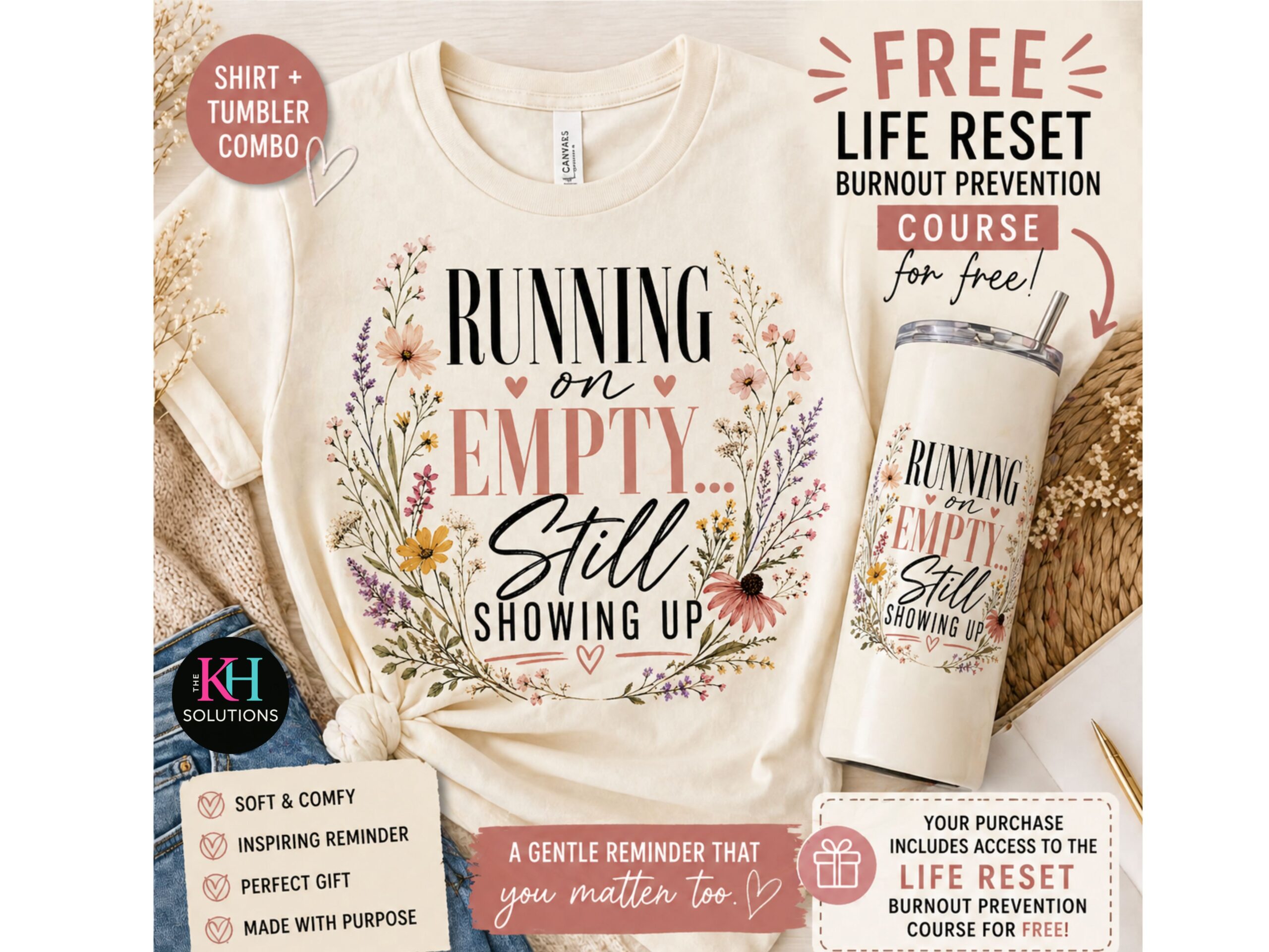 burnout mom gift set, mental health bundle, shirt and 20oz tumbler combo, self care gift, therapist gift, free course included burnout mom gift set, mental health bundle, shirt and 20oz tumbler combo, self care gift, therapist gift, free course included