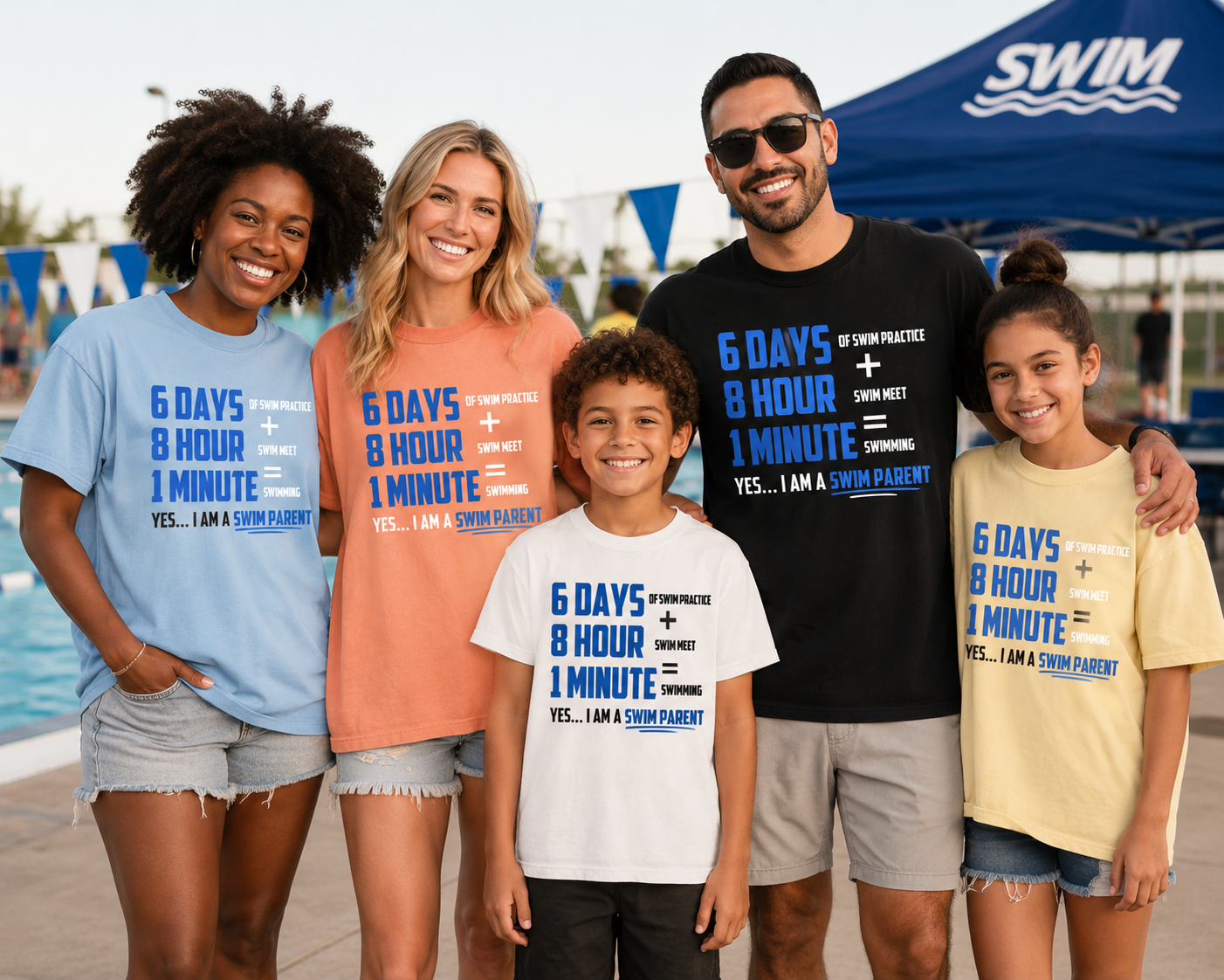 swim parent shirt, 6 days. 8 hours. 1 minute. swim meet shirt, blue letters, swimming parent gift, swim team apparel swim parent shirt, 6 days. 8 hours. 1 minute. swim meet shirt, blue letters, swimming parent gift, swim team apparel