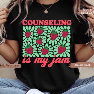 Counseling Is My Jam Strawberry Counselor Bella Canvas Shirt