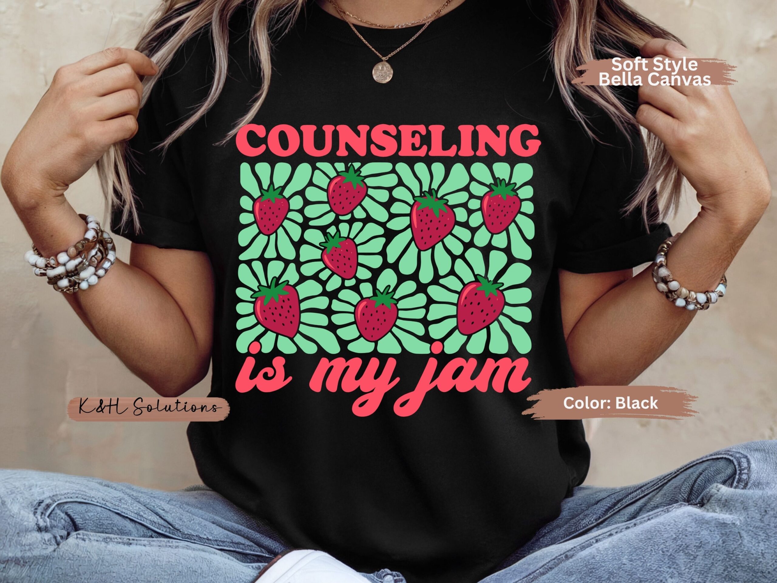 Counseling-Is-My-Jam-Strawberry-Counselor-Shirt Counseling Is My Jam Strawberry Counselor Bella Canvas Shirt