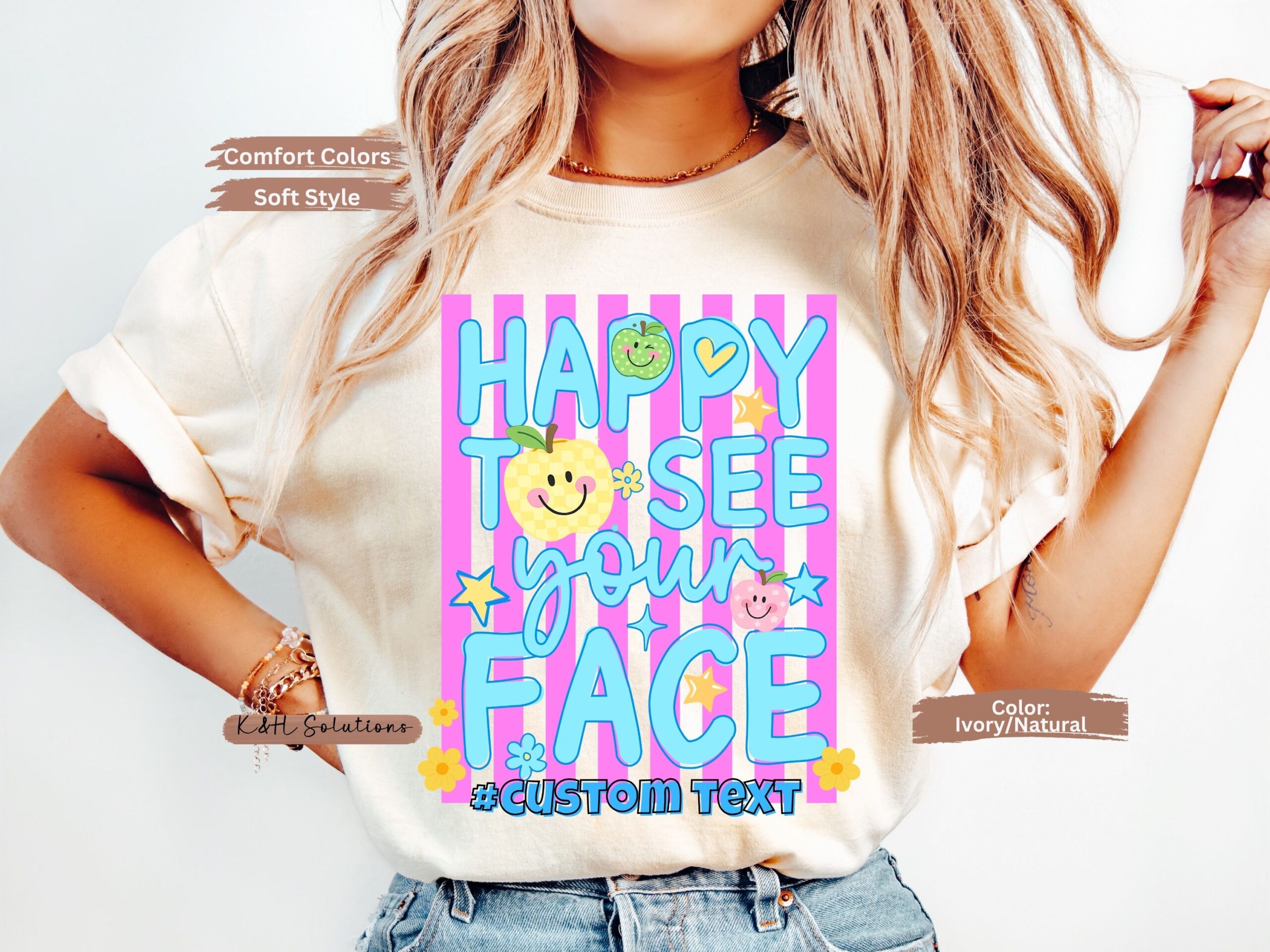 custom happy to see your face teacher shirt, custom school staff shirt, counselor social worker nurse tee gift Happy To See Your Face Custom School Staff Shirt Comfort Colors C1717